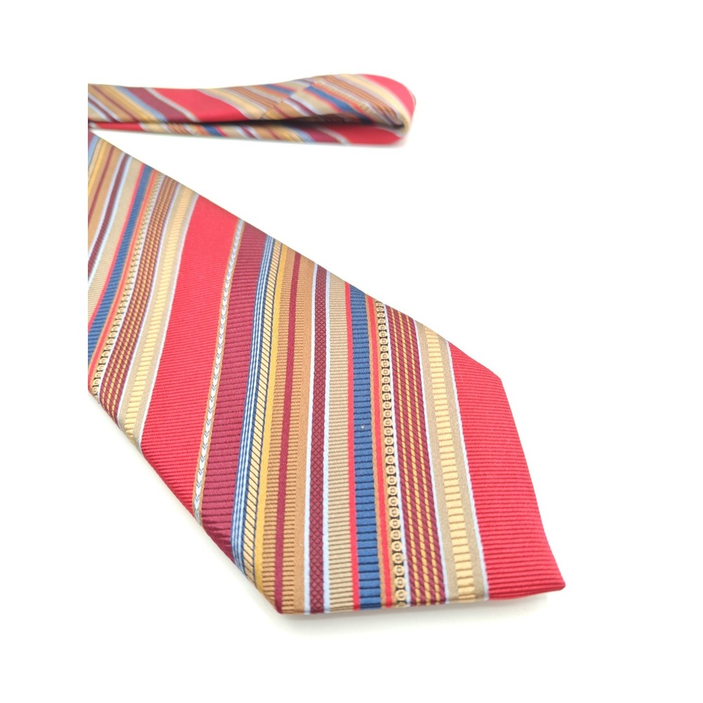 JZ Richards Mens Silk Tie Multicolor Stripe Made in USA 60x3.25